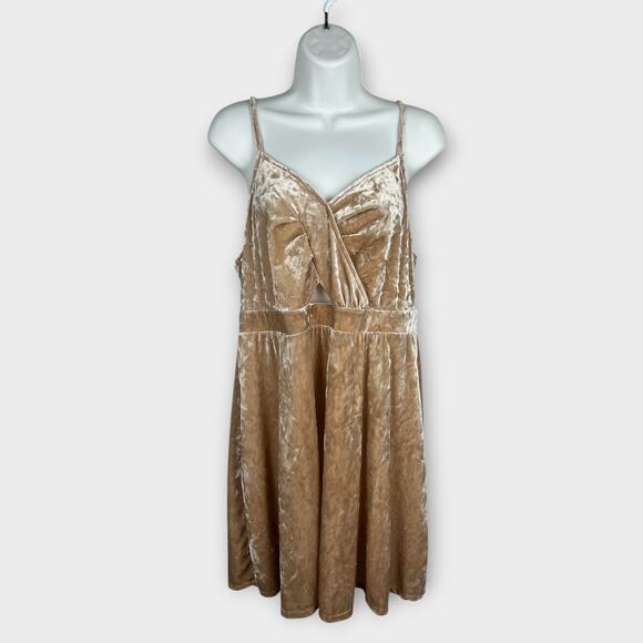 Xhilaration crushed velvet mini dressxgold/tan color with cut-out design small - Picture 1 of 8